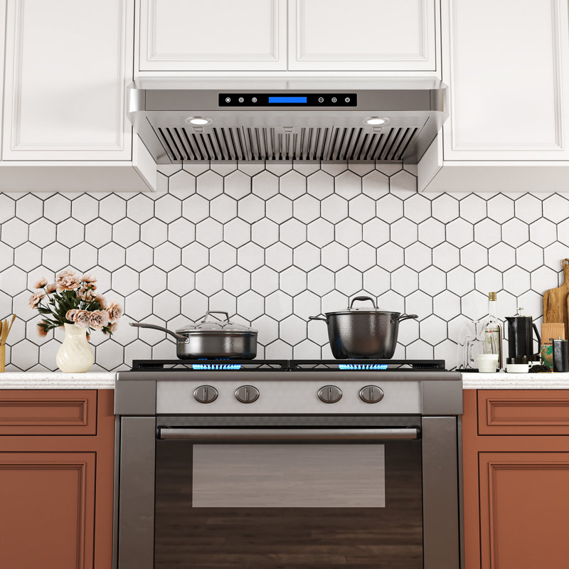 Hotte sous un meuble à conduit 36 pouces, 800 pi³ / min, 4 vitesses, télécommande en acier inoxydable et panneau tactile avec lumières DEL