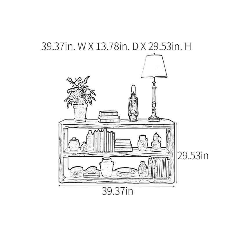 Console champêtre rétro, H 29,53 po x l 39,37 po x P 13,78 po