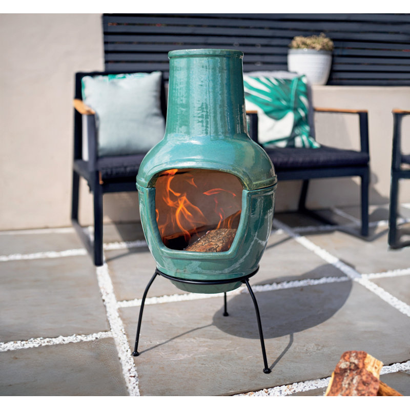 Petit Chiminea glacé vert, 33" H x 15" W x 15" D