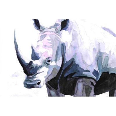 Rhinocéros aquarelle - peinture sur toile tendue