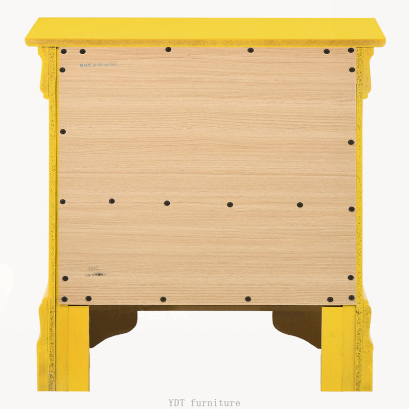Table de chevet 2 tiroirs Traditional, jaune, Jaune / argenté