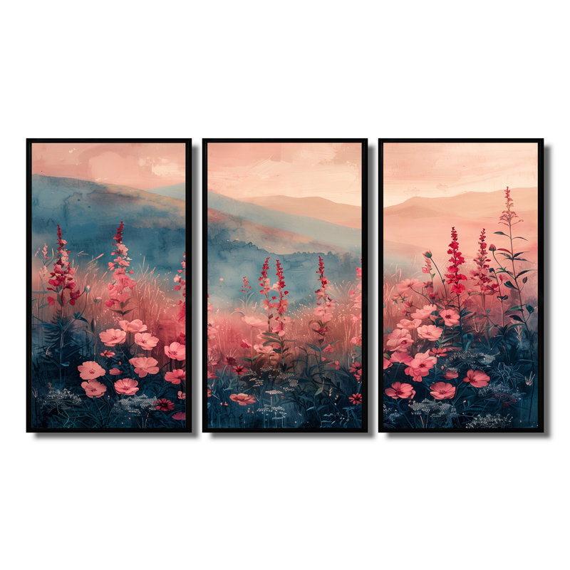 Aquinnah - Lupin, ensemble d'art mural, H 28 po x l 36 po x P 1 po, Toile avec cadre flottant noir