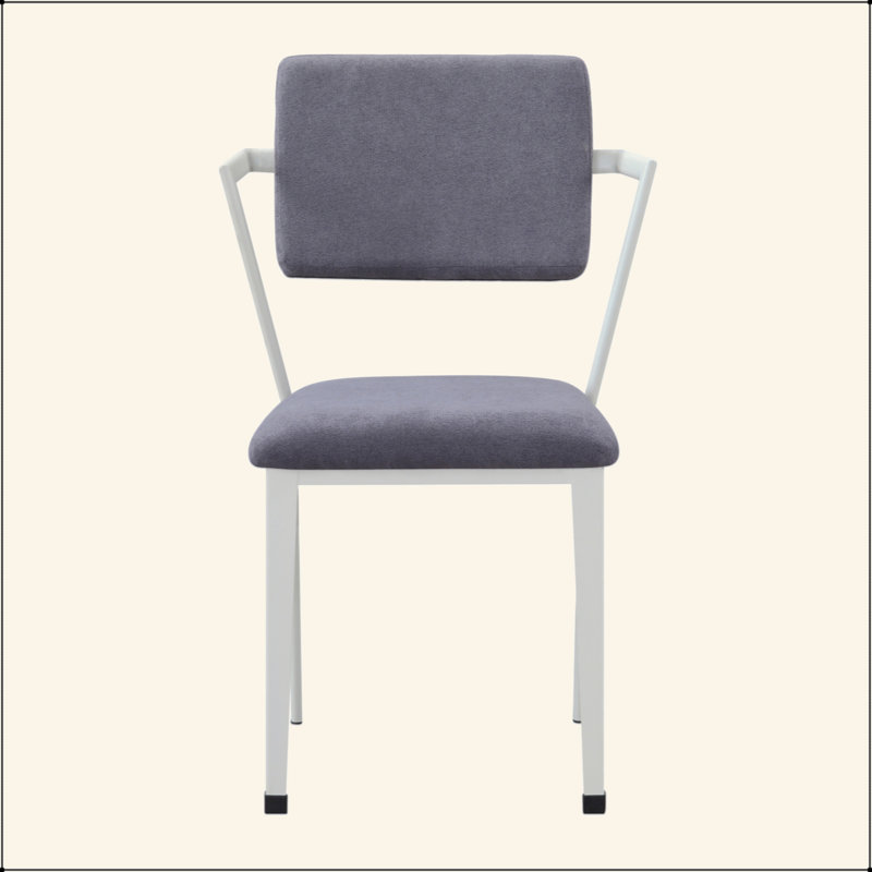 Chaise de bureau rembourrée grise et blanche, Blanc