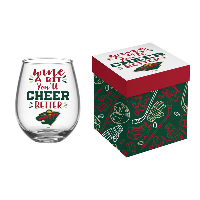 Verre sans pied avec boîte-cadeau assortie, Devils du New Jersey, Minnesota Wild