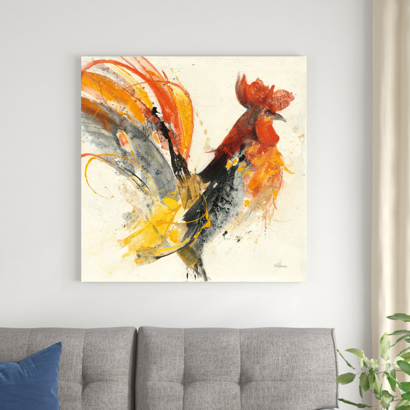 " Festive Rooster I " Painting Print, 36" H x 36" W