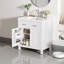 Meuble-lavabo moderne de 30 pouces avec lavabo en céramique, armoire simple blanche avec portes à fermeture douce, rangement à 2 portes et tablette réglable-477754530