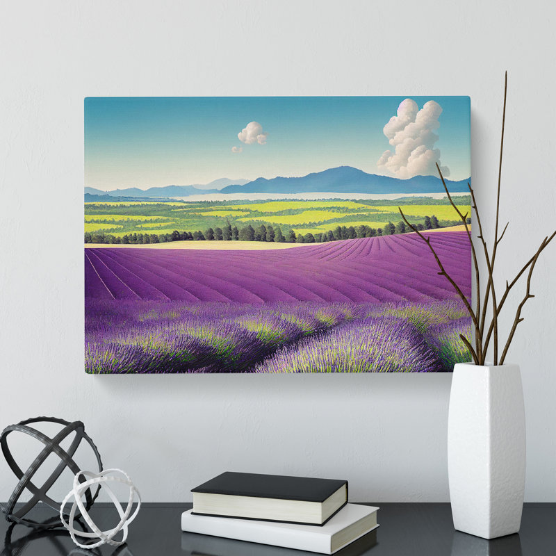 Evolving Lavender Flower Field - Wrapped Canvas, 35cm H x 50cm W x 3cm D