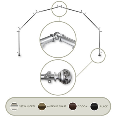 Solon Adjustable Bay Window Single Curtain Rod