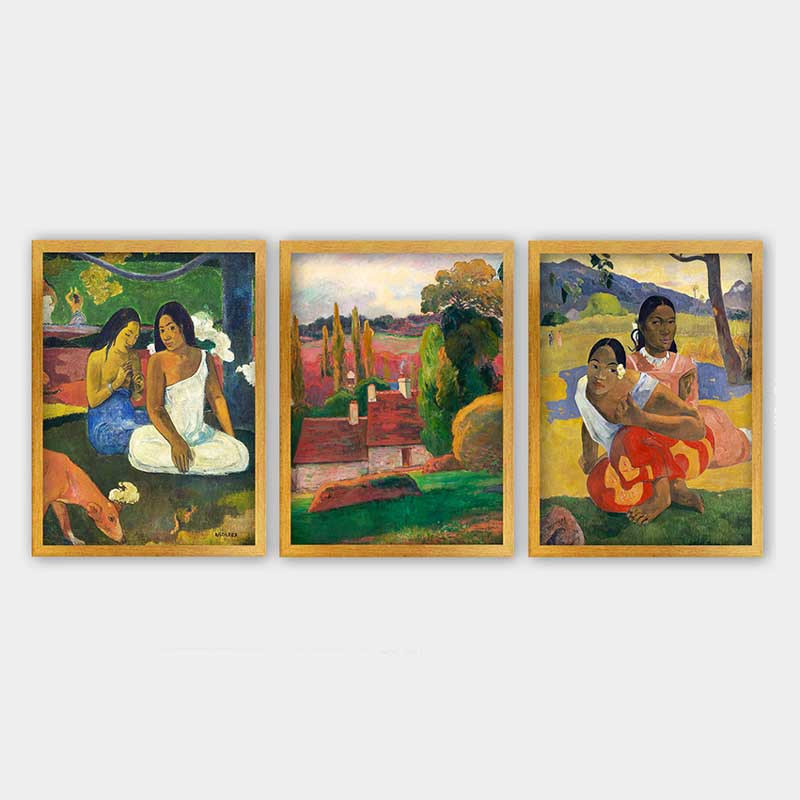 Ensemble de 3 peintures élégantes encadrées décoratives, 13,8 x 17,7 pouces chacune | 100% bois avec cadre 100% polystyrène (épaisseur: 0,8 pouce) | Impression numérique UV, parfaite pour le salon et la décoration intérieure
