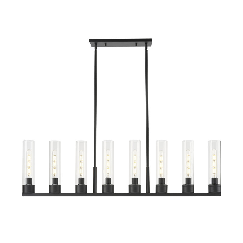 Luminaire suspendu 6 lumières avec abat-jour Scherer, Clair, Noir mat