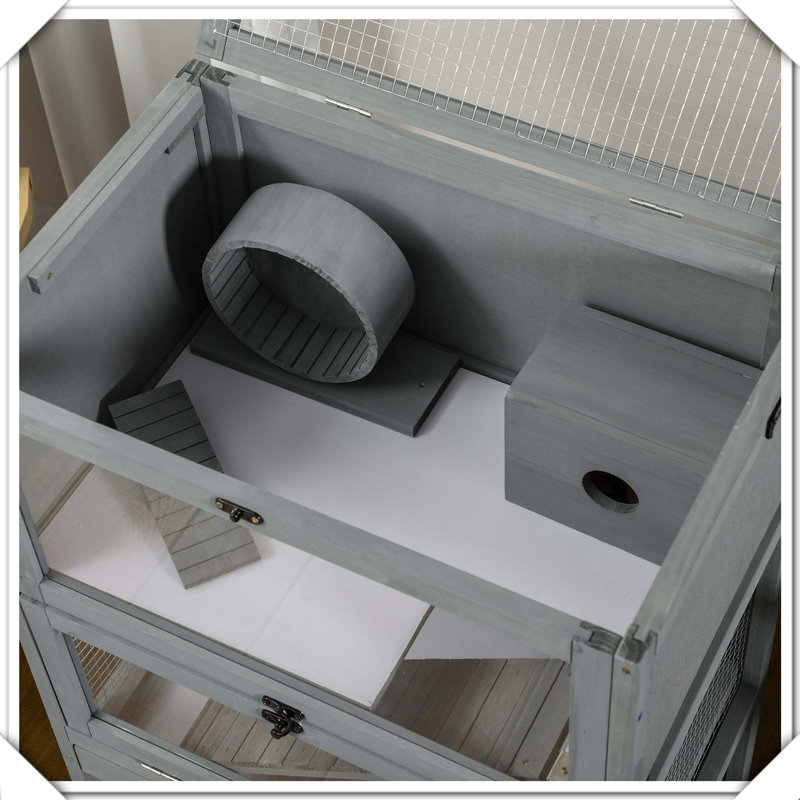 Cage à hamster en bois avec tablette de rangement