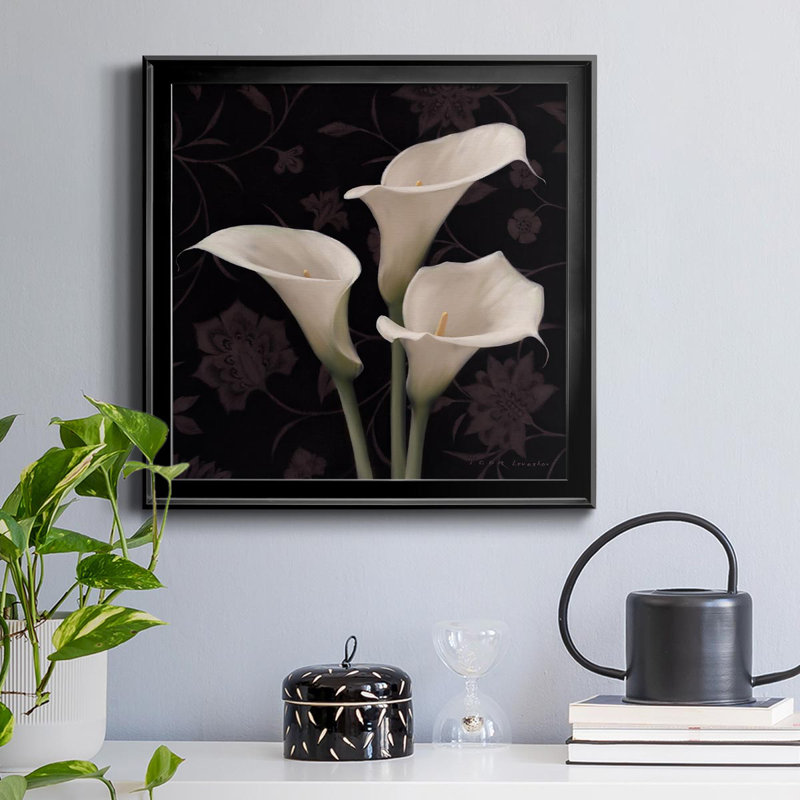 Calla Elegante - Peinture sur toile encadrée, Noir, H 26,5 po x l 26,5 po x P 1,5 po