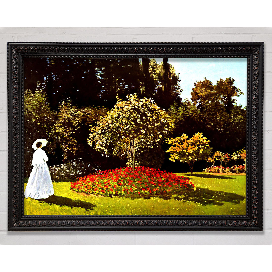 Monet Frau im Park mit Mohnblumen - Druck