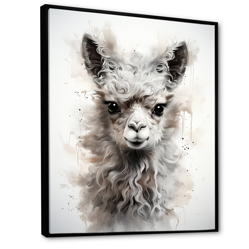 Laine d'alpaga grise Grace I - Alpaca, art mural, Cadre flottant noir, H 44 po x l 34 po x P 1,5 po
