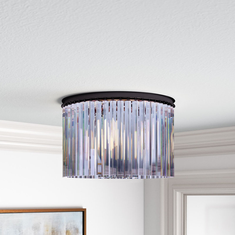 Yazmin Flush Mount, Mocha Brown, Crystal (Clear)