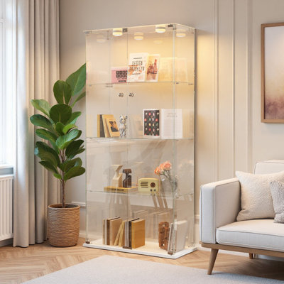 4-Tiers Glass Display Cabinet With LED Lighting