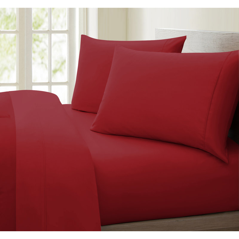 Egyptian Cotton Sheet Set, Burgundy, Twin XL Sheet Set with 1 Pillowcase