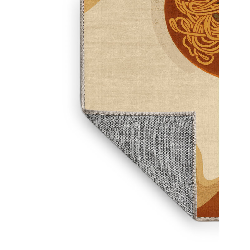 Tapis lavable à la machine en bol de nourriture et de boissons Ramen - brun et beige, 4 x 2