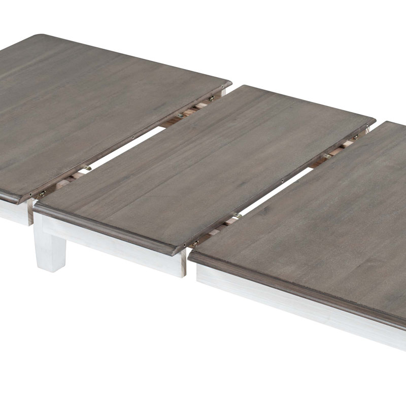 Ensemble de table de salle à manger 7 pièces de style rétro avec table extensible et 6 chaises rembourrées, Brun, Gris
