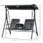 Balançoire de patio grise 2 places, avec auvent, table de rangement, porte-gobelet, store réglable, structure en acier robuste, capacité de charge de 240 kg (528 lb).