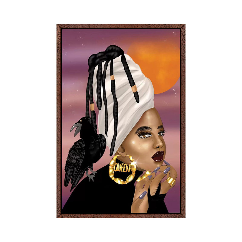 Queen Raven - Print on Canvas, Classic Brown Wood Framed, 66.04 cm H x 45.72 cm W