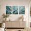 Ensemble de 3 toiles murales abstraites aux formes ramifiées turquoise et or-1844901978