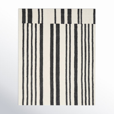 Ryo Ivory Black Hand-Tufted Striped Rug