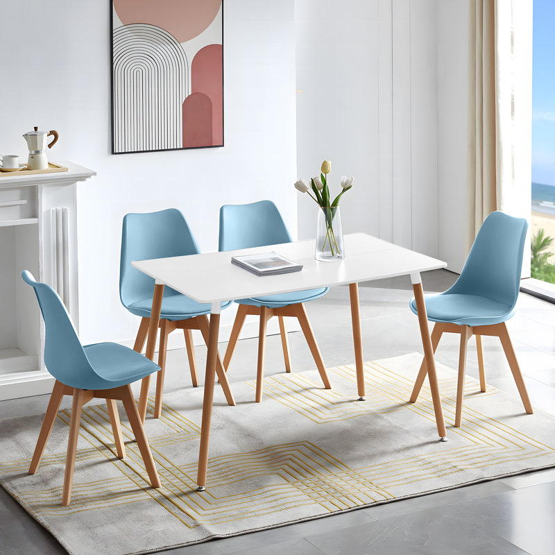 Nero 4 - Person Dining Set, White, Air Force Blue