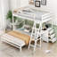 Lit simple superposé au dessus d'un lit double avec bureau intégré et trois tiroirs, blanc