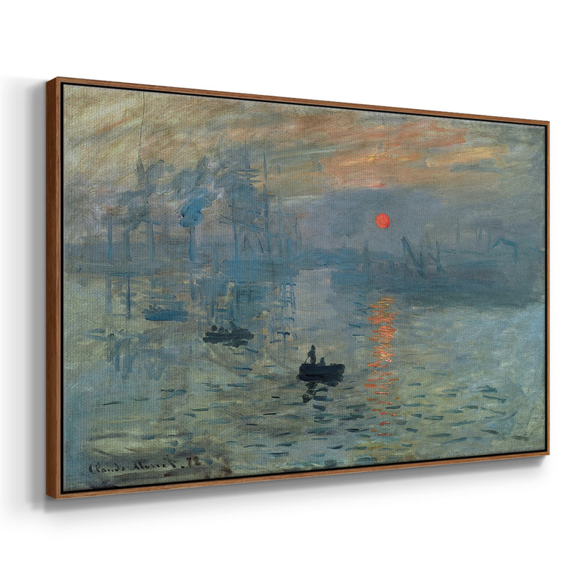 Lever de soleil, Toile encadrée noyer flottant, H 27 po x l 41 po x P 2 po