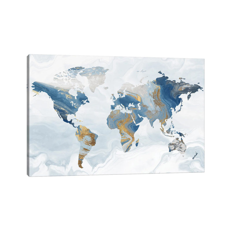 Geode Map by Eva Watts - Wrapped Canvas Painting, 20.32 cm H x 30.48 cm W