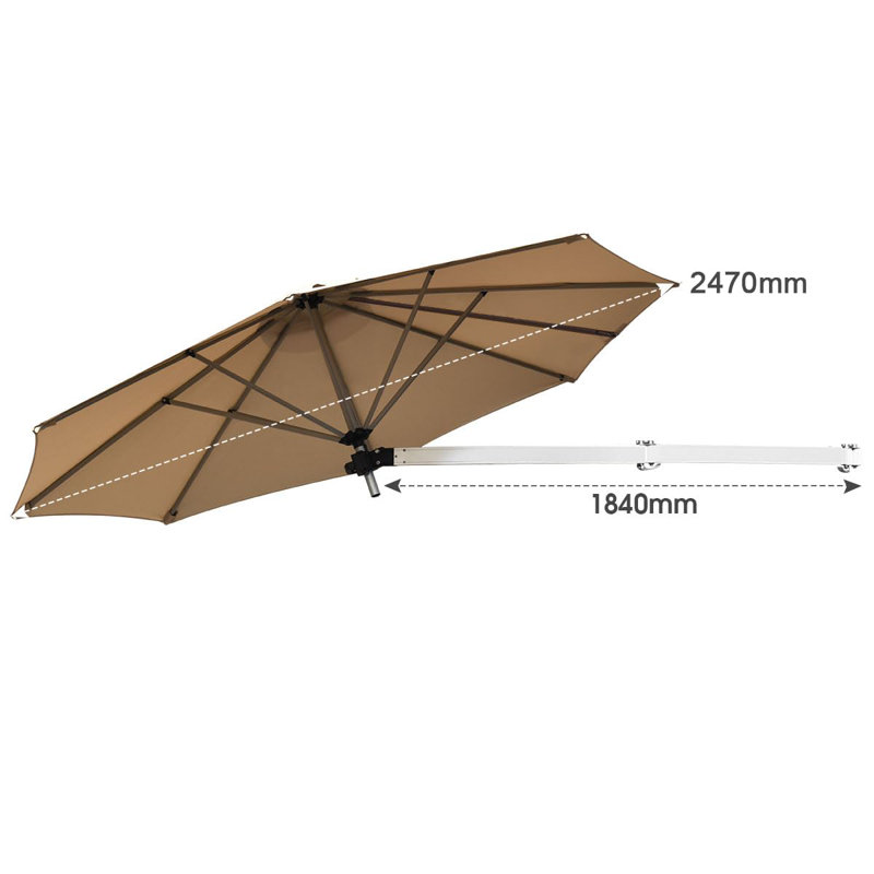 Brustrom 247cm Tilt Wall Mount Parasol, Beige