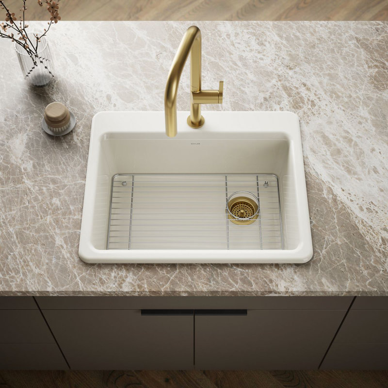 Riverby® 27" L x 22" W Drop-In Kitchen Sink, Almond, 3 Hole
