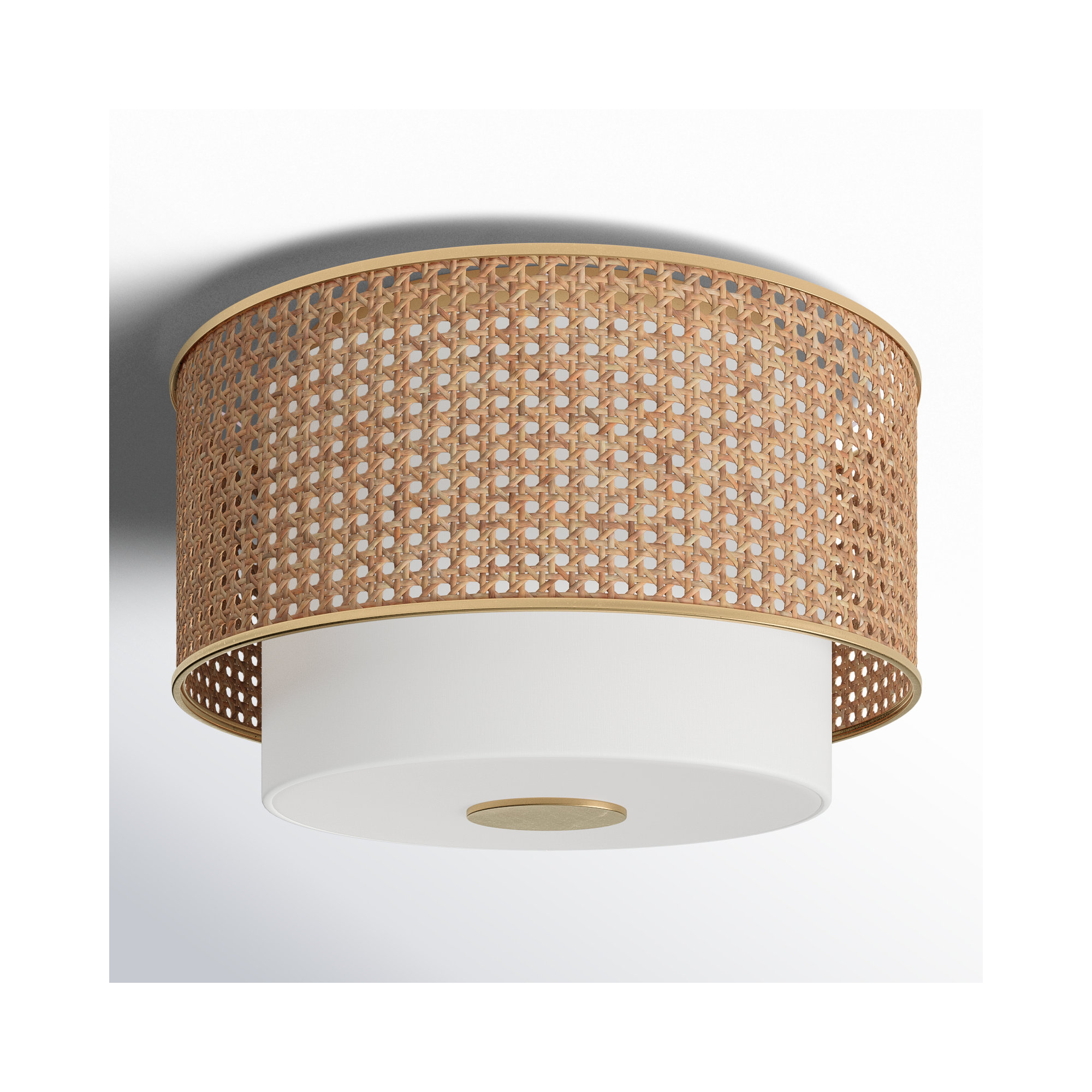 Tanyel 3 Light Fabric Flush Mount, Blonde Rattan