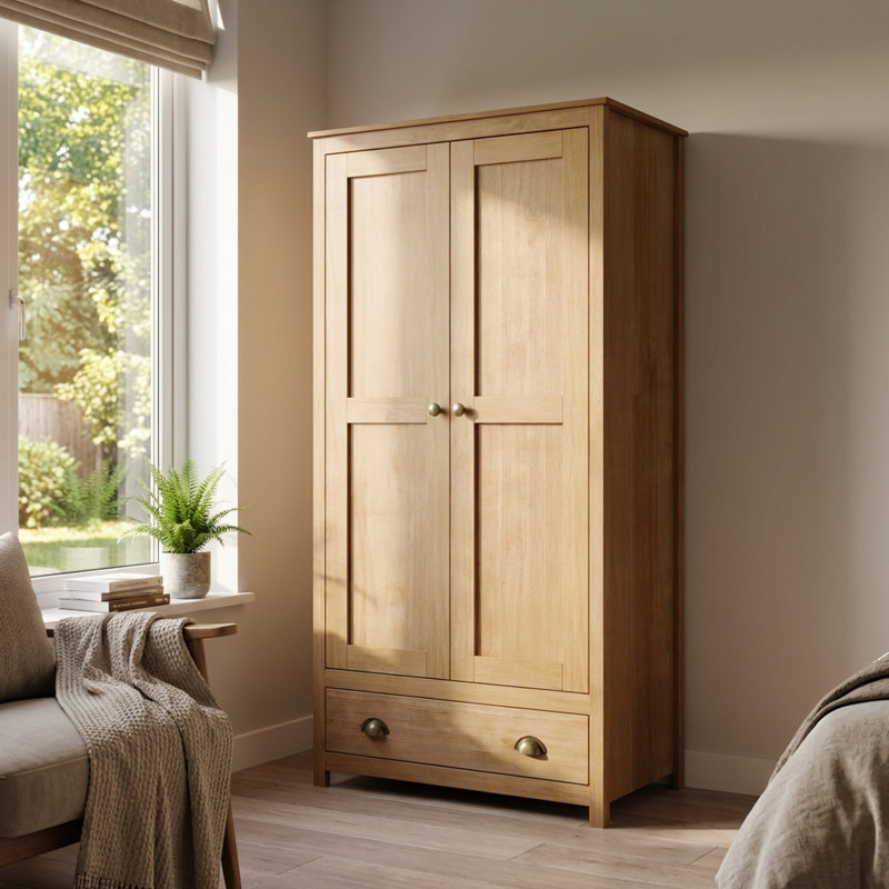 Garde-robe en bois massif 35,7 po Topazio, Naturel
