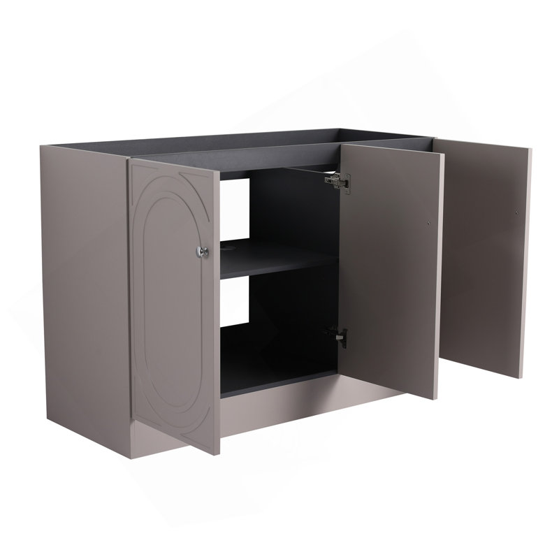 Ensemble de meuble-lavabo autoportant 48 po et 3 portes d'armoire à fermeture en douceur - sans le lavabo, Kaki