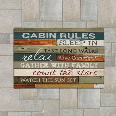 Laural Home Rectangle Cabin Rules Indoor/outdoor Area Rug With Non-slip Backing In Brown;green