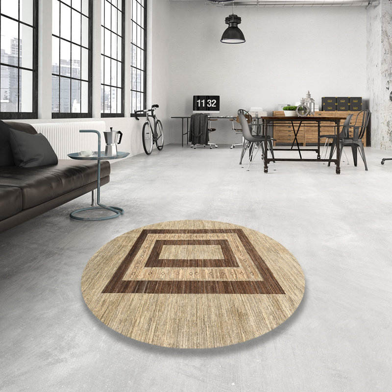 Tapis contemporain brun / gris, Rond 4 pi