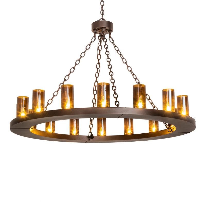 Lustre en forme de roue de chariot 16 lumières de style bougie Caviness