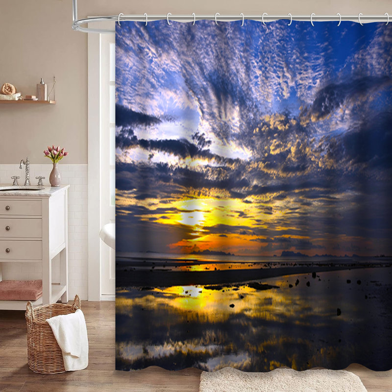 Rideau de douche avec 12 crochets Sunset, L 72 po x l 72 po