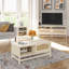 Table de bout en faux rotin avec rangement Quonset