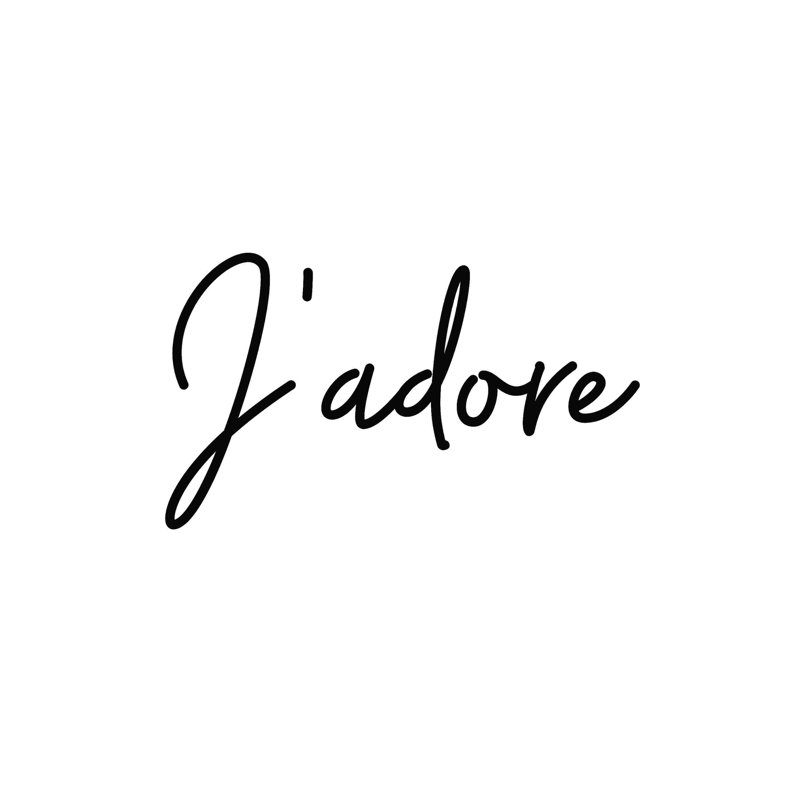 Jadore - Art textuel sur toile tendue, H 12 po x l 12 po x P 1,25 po