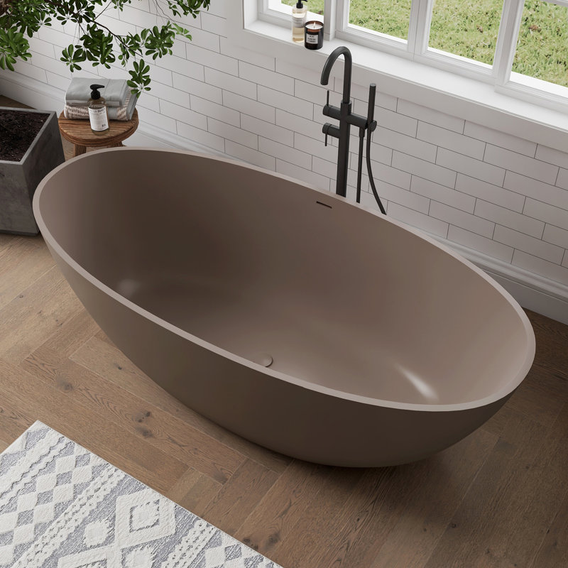 Baignoire de trempage autoportante 65 po, Gris, café