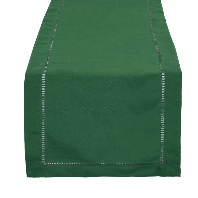 Emerald Classic Solid Colour Hemstitched Border Dinner Table Runner, 120" x 14"