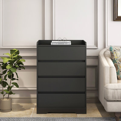 Commode 4 tiroirs, commode sans poignée, commode