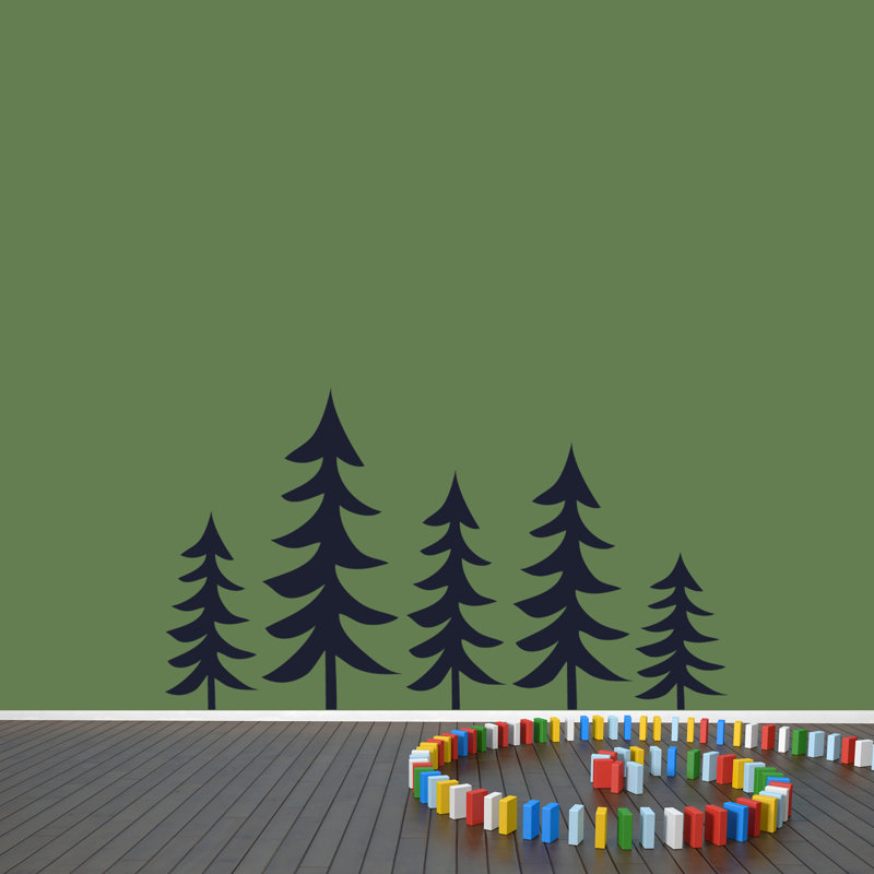Décalcomanie murale arbres pin, Bleu marine