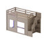 Lit mezzanine double / double avec escalier de rangement et lumières à DEL intégrées, gris antique / blanc-2008416261-2008416282