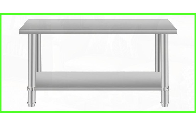 Table basse en acier inoxydable de 48 po x 24 po avec dessous de tablette - facile à nettoyer et durable pour une utilisation au restaurant ou à la maison