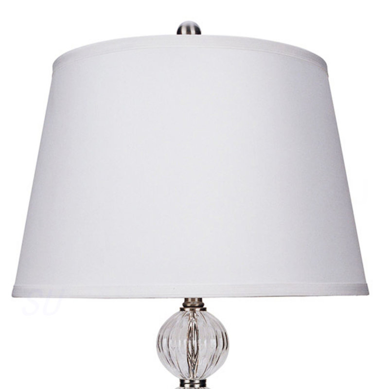 Lampe de table en métal de 28,5 po de hauteur avec finition en nickel satiné et orbe, abat-jour en lin