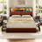 King Bed Frame with Spacious Storage Headboard and 4 Drawers Farmhouse LED Metal Platform Bed with Charging Station No Boxing Need-400860235-370782390